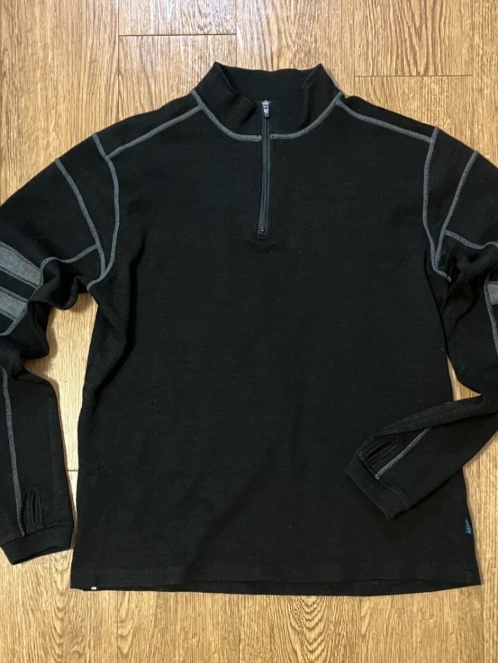 KUHL Team Merino 1/4 Zip Sweater Mens Large Black 100% Merino Wool Baselayer